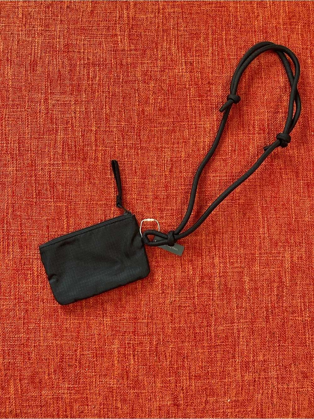 NWT Vera Bradley Nylon Black ID Zip Card Pouch Lanyard